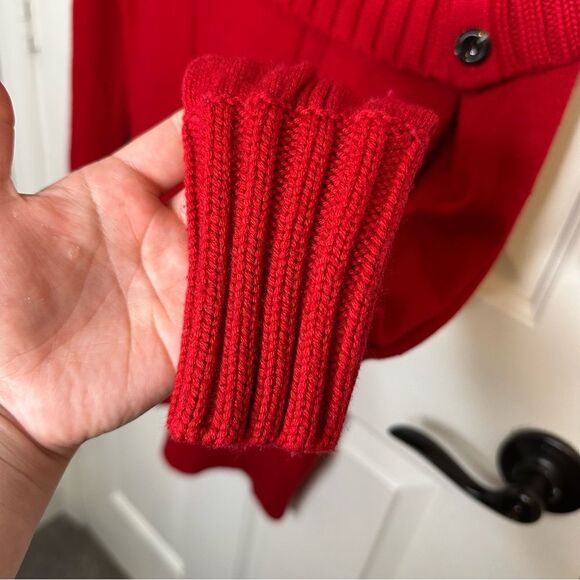 Y2K Cache Red Wool Blend Button Collar Cowl Neck Sweater Tunic XS Coquette Cozy - Picture 5 of 7